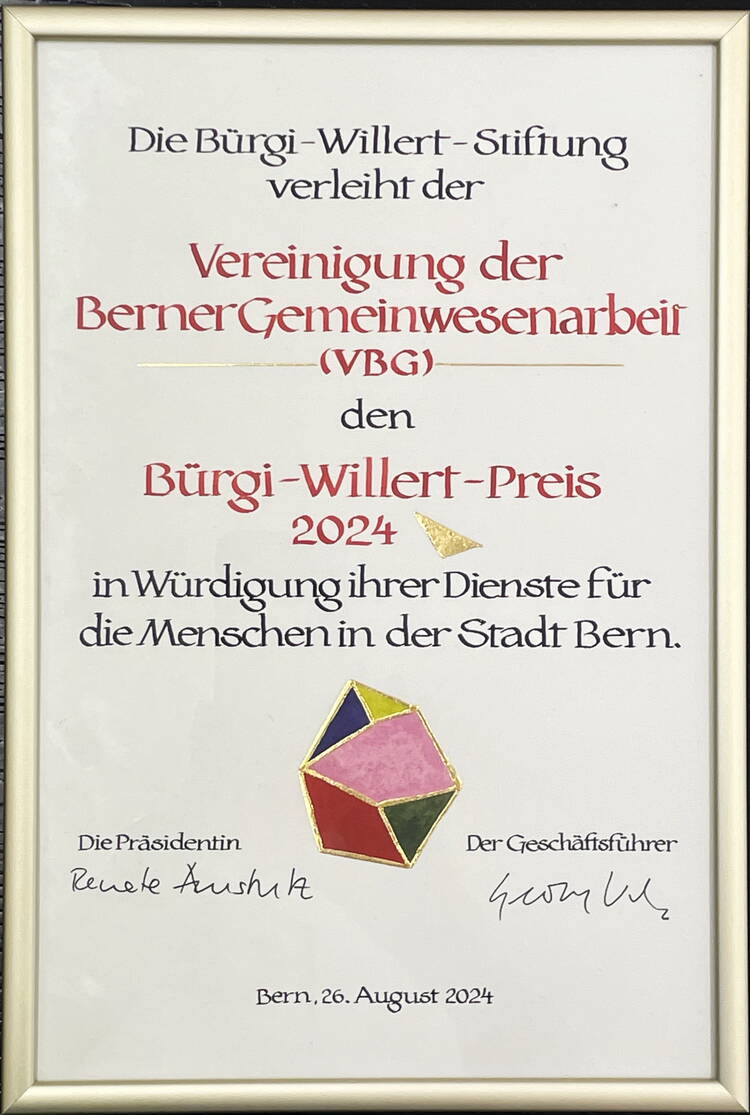 Urkunde Bürgi-Willert Preis